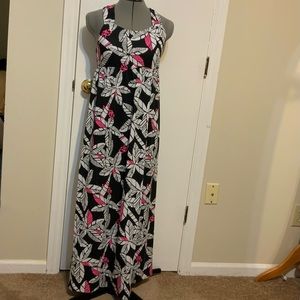 Total Girl Black and Pink Floral Kids Formal Dress